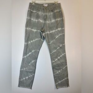 Mudpie Jeans Grey/White Tie Dye, Frayed Hem/Cropped, SIZE M